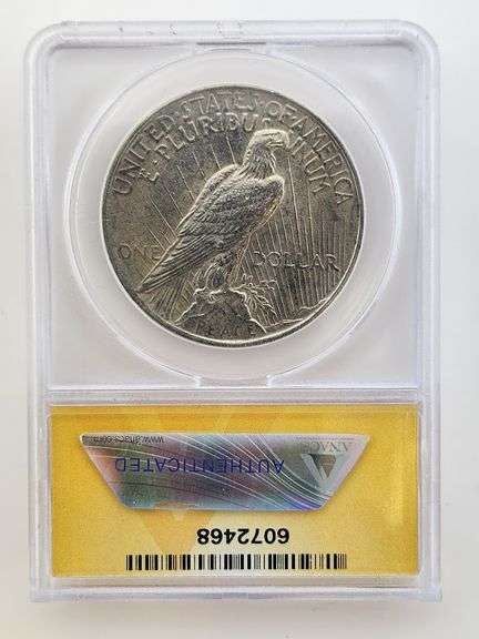 1924 Silver Peace Dollar, ANACS MS60 Details Cleaned