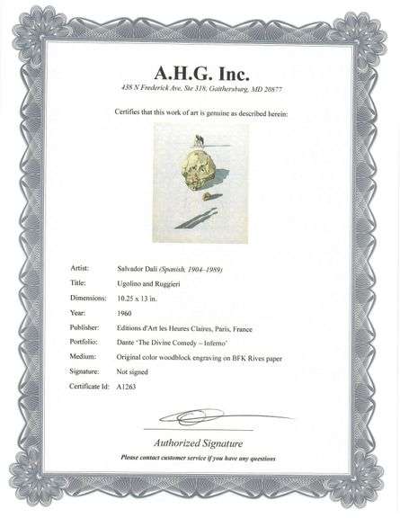 Rare Salvador Dali Original Engraving from The Divine Comedy, Inferno