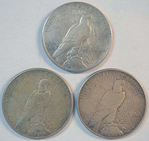 1926-S, 1928-S, & 1935-P Peace Silver Dollars