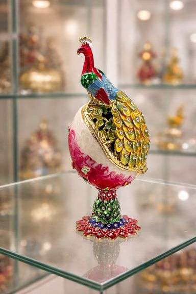 Fabergé-Style Golden Peacock with Austrian Crystals