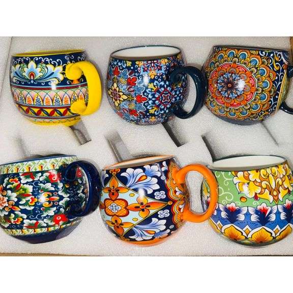 Set of  Boho Porcelain Mugs