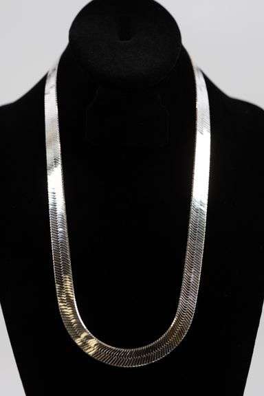 Sterling Silver Wide Herringbone Necklace 11.5mm Italy Solid 925 Italian Chain 18"