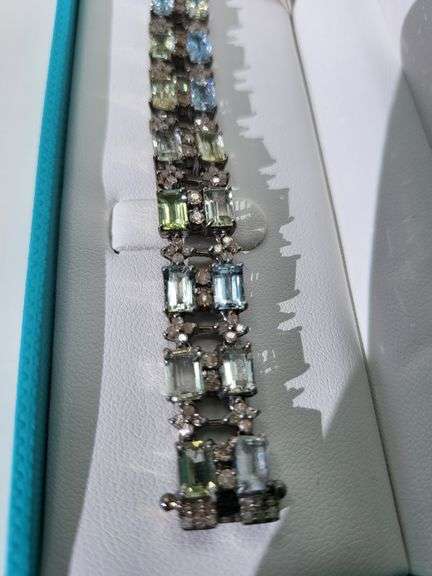 Sterling Silver Tourmaline Bracelet with Diamond accents