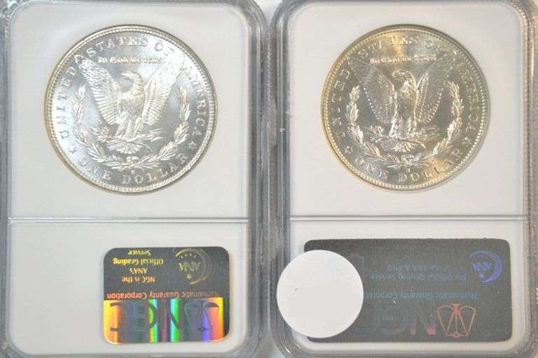 Bright-white near Gem BU 1880-S & 1881-S Morgans Silver Dollars. NGC MS64