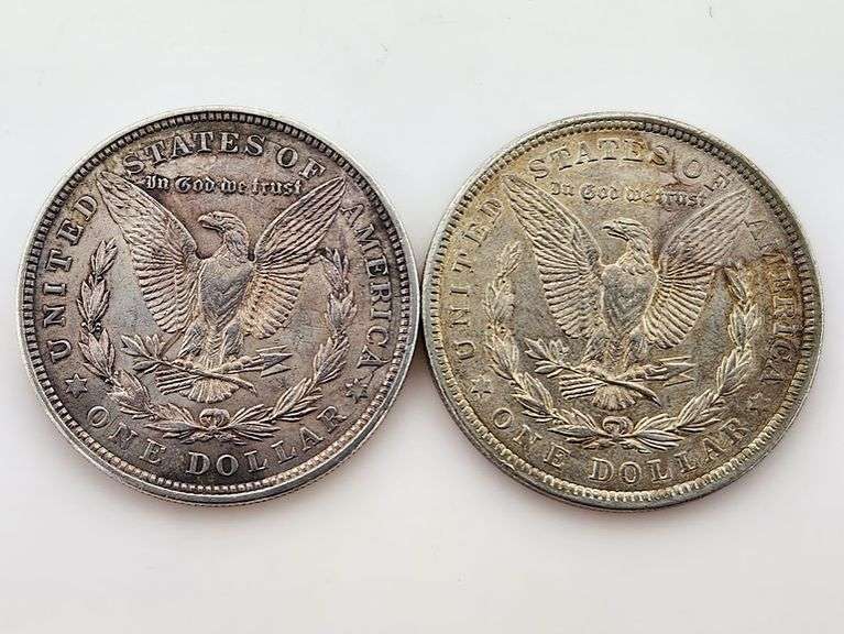 (2) 1921 Morgan Silver Dollars, Light Toning