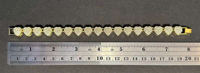 Beautiful 14 Kt Yellow Gold Plated Heart Bracelet