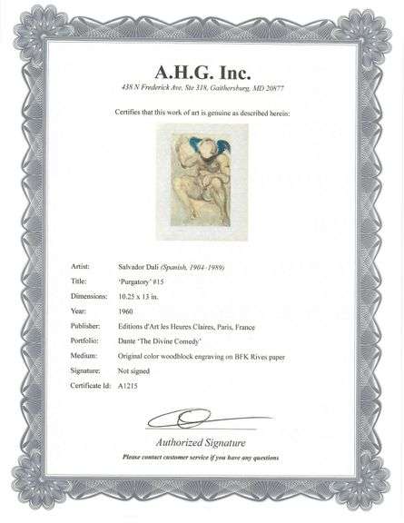 Collectible Original Color Engraving by Salvador Dali from The Divine Comedy