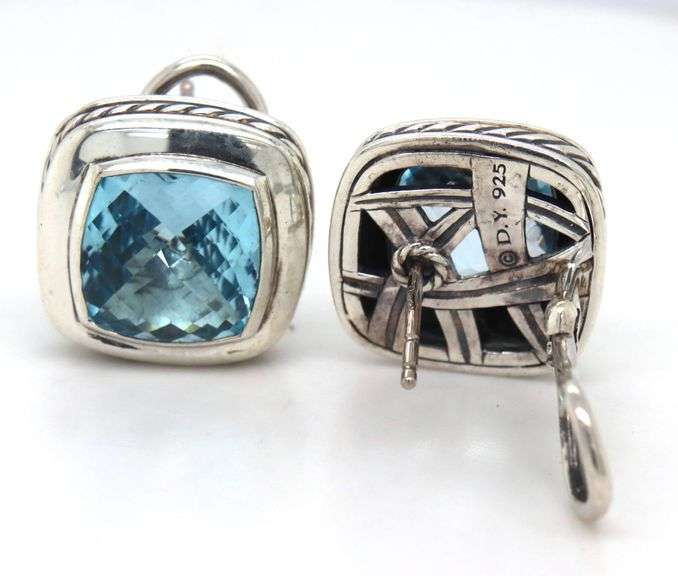 David Yurman Cable classic blue topaz omega earrings