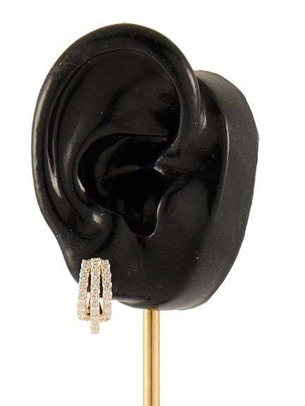 New 1.53ctw Diamond Triple Row Hoop Earrings in 14K