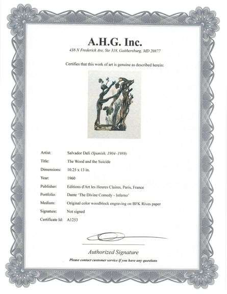 Highly Collectible Salvador Dali Original Color Engraving from The Divine Comedy