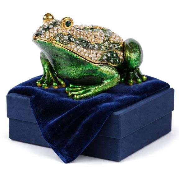 Hand-Painted Enamel Frog Trinket Box