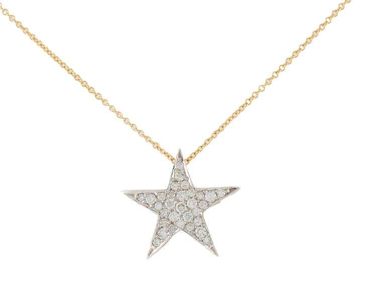 1.15ctw Diamond Star Two Tone Pendant Necklace in 18K