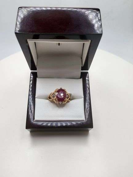 Very fine one Ruby 4.48 CW ring in silver 14k gold plated