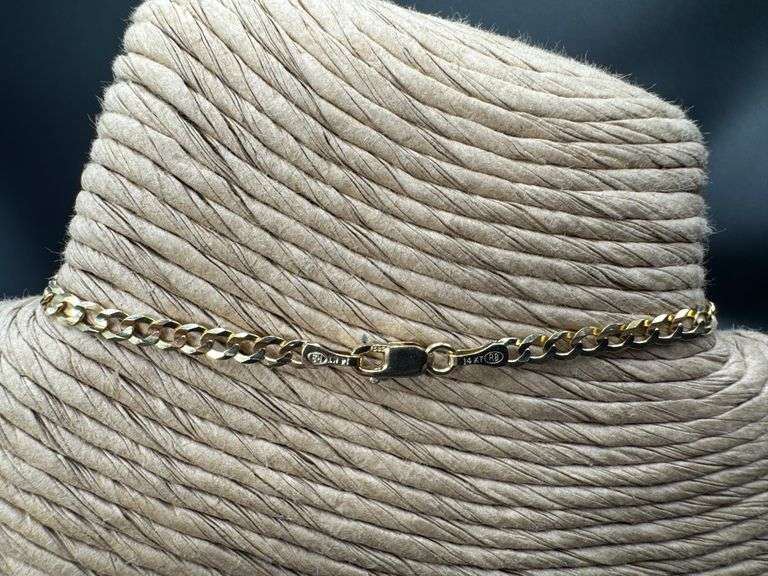 14k Yellow Gold Solid Curb Link Chain 3.2mm Bracelet 8"