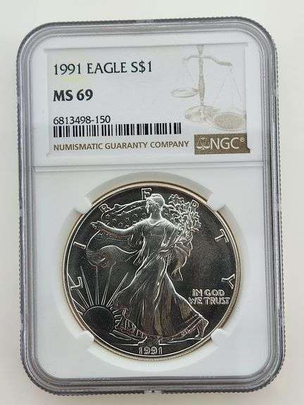 1991 American Silver Eagle, NGC MS69