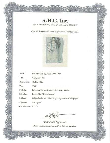 Highly Collectible Salvador Dali Original Color Engraving from The Divine Comedy