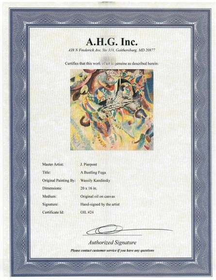 A Bustling Fuga (Fugue), Original oil on canvas reproduced after Wassily Kandinsky from 1914 Wassily