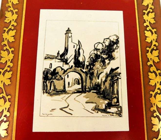 Vintage French Painting on Brass Plaque - Leo Legler