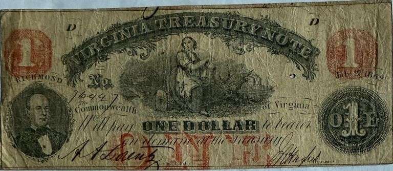 July 21 1862 Virginia Treasury Note