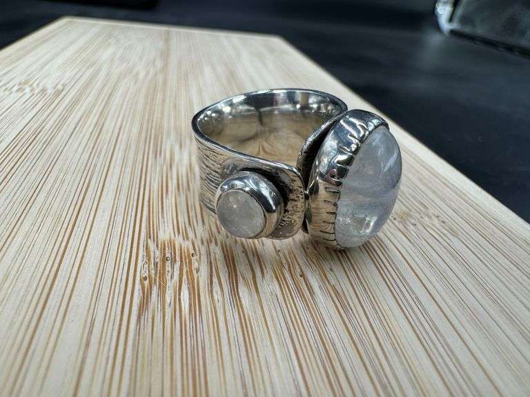 Sterling Silver Natural Rainbow Moonstone Gemstone Ring Size 7