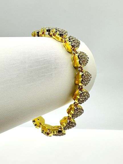 Beautiful 14 Kt Yellow Gold Plated Heart Bracelet