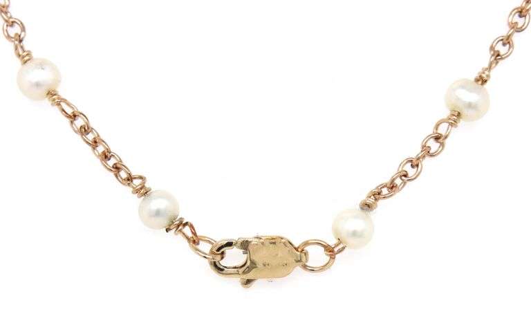 Angel pearl seed station necklace