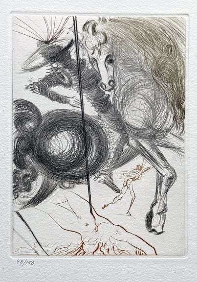 Highly Collectible and Rare Salvador Dali Hand-signed Original Engraving