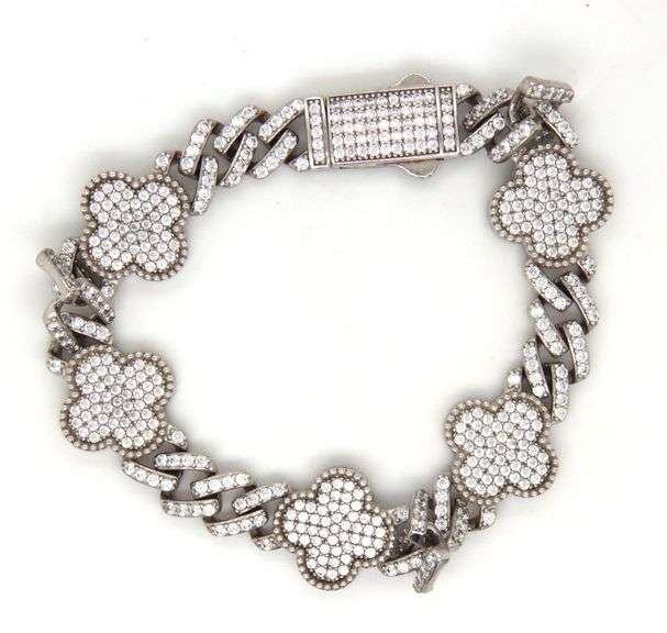 925 Sterling silver cubic zirconia 5 clover bracelet