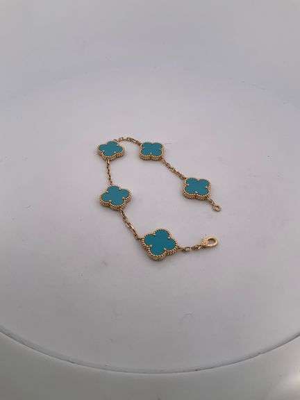 CERTIFIED BRAND NEW 18K YELLOW GOLD CLOVER LEAF BRACELET