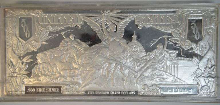 Gorgeous One-Half Troy Pounds pure .999 fine silver $500 facsimile in plastic