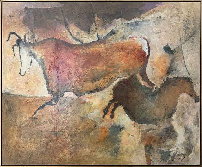Richly Textured Original on Canvas Yuval Wolfson Ancestral Stampede