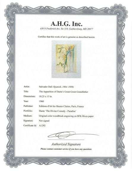 Collectible Original Color Engraving by Salvador Dali from The Divine Comedy