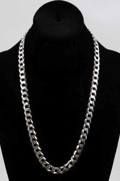 Men's 10mm Solid .925 Sterling Silver Flat Curb Chain Link Italy Necklace 20"