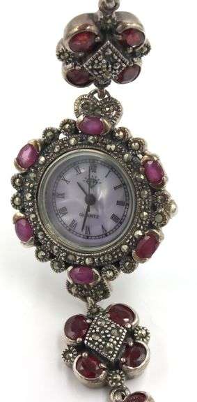 925 Sterling silver and ruby ladies watch