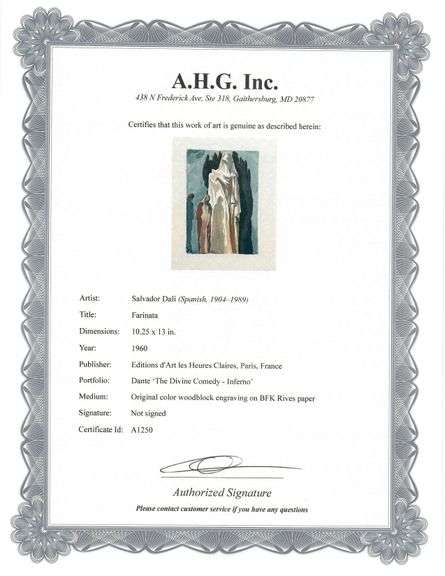 Highly Collectible Salvador Dali Original Color Engraving from The Divine Comedy