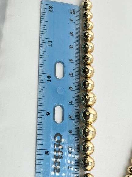 14KT Yellow Gold Gratuated Round Polished Gold Bead Necklace