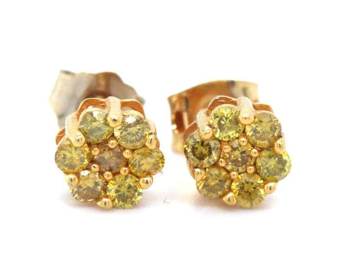 14kt Yellow gold yellow sapphire flower style stud earrings