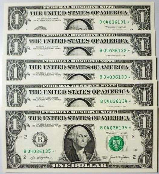 (10) Superb Crisp $1 2021 Star Replacement Notes N.Y.-Consecutive!