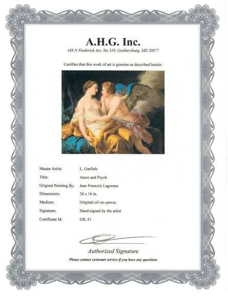 Highly Collectible After Louis Jean Francois Lagrenee one of a kind oil on Canvas signed by the arti