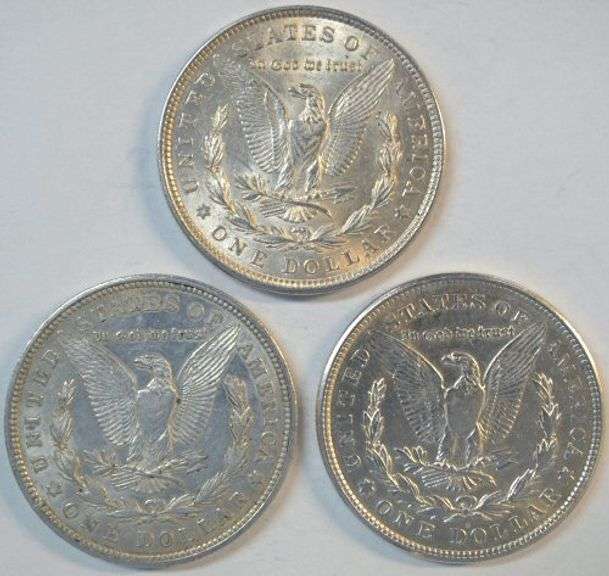 Upper end 1921 P-D-S last year Morgan Silver Dollars