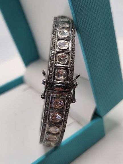 Old Fashion Sterling Silver Mine Cut Diamond Bracelet