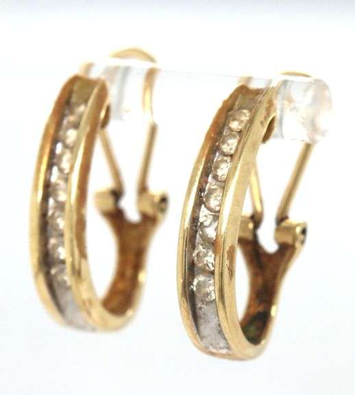 Practical 10K YG Diamond J Hoop Earrings