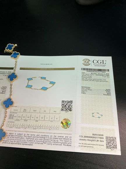 CERTIFIED BRAND NEW 18K YELLOW GOLD CLOVER LEAF BRACELET