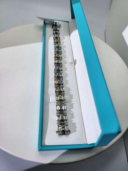 Sterling Silver Tourmaline Bracelet with Diamond accents