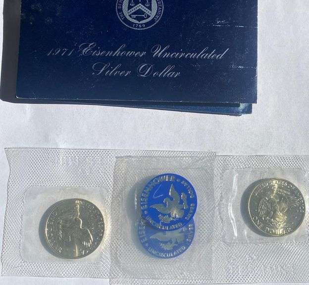 1971-4 Blue Pack Unc Silver Dollars.