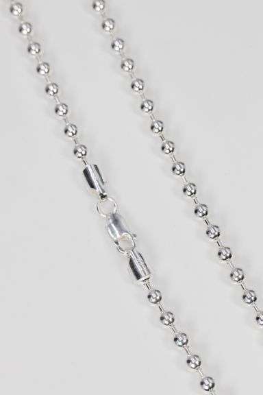 .925 Italian Sterling Silver 5mm Bead Chain Necklace 24 Inches