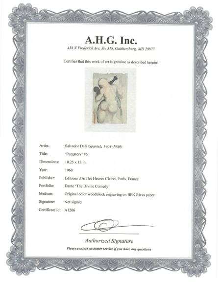 Collectible Original Color Engraving by Salvador Dali from The Divine Comedy