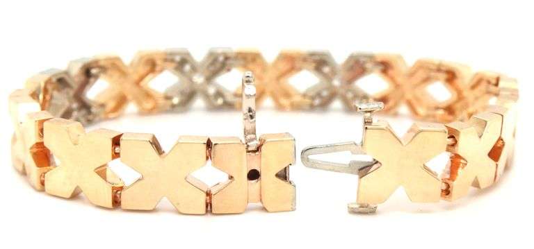 14kt Yellow gold approximate 0.30ctw pave diamond X bracelet