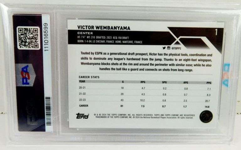 Victor Wembanyama Basketball Card, #1 - Mint 9