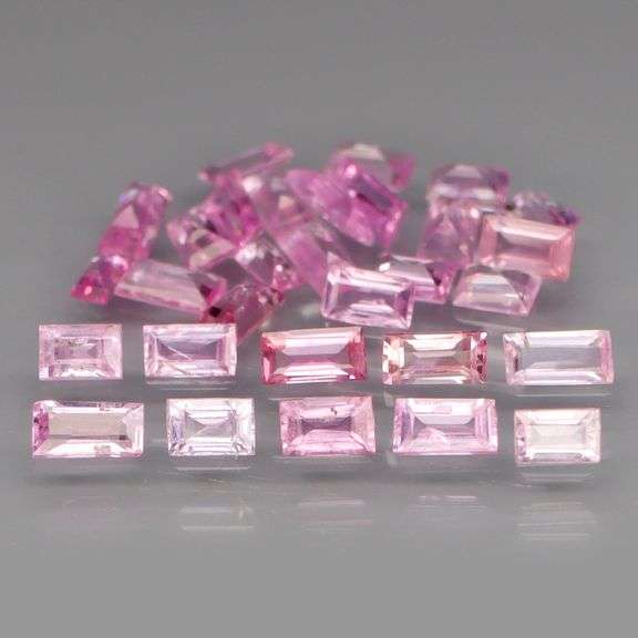 Baguette cut! 3.60ct set of Sapphires with candy pink hues!